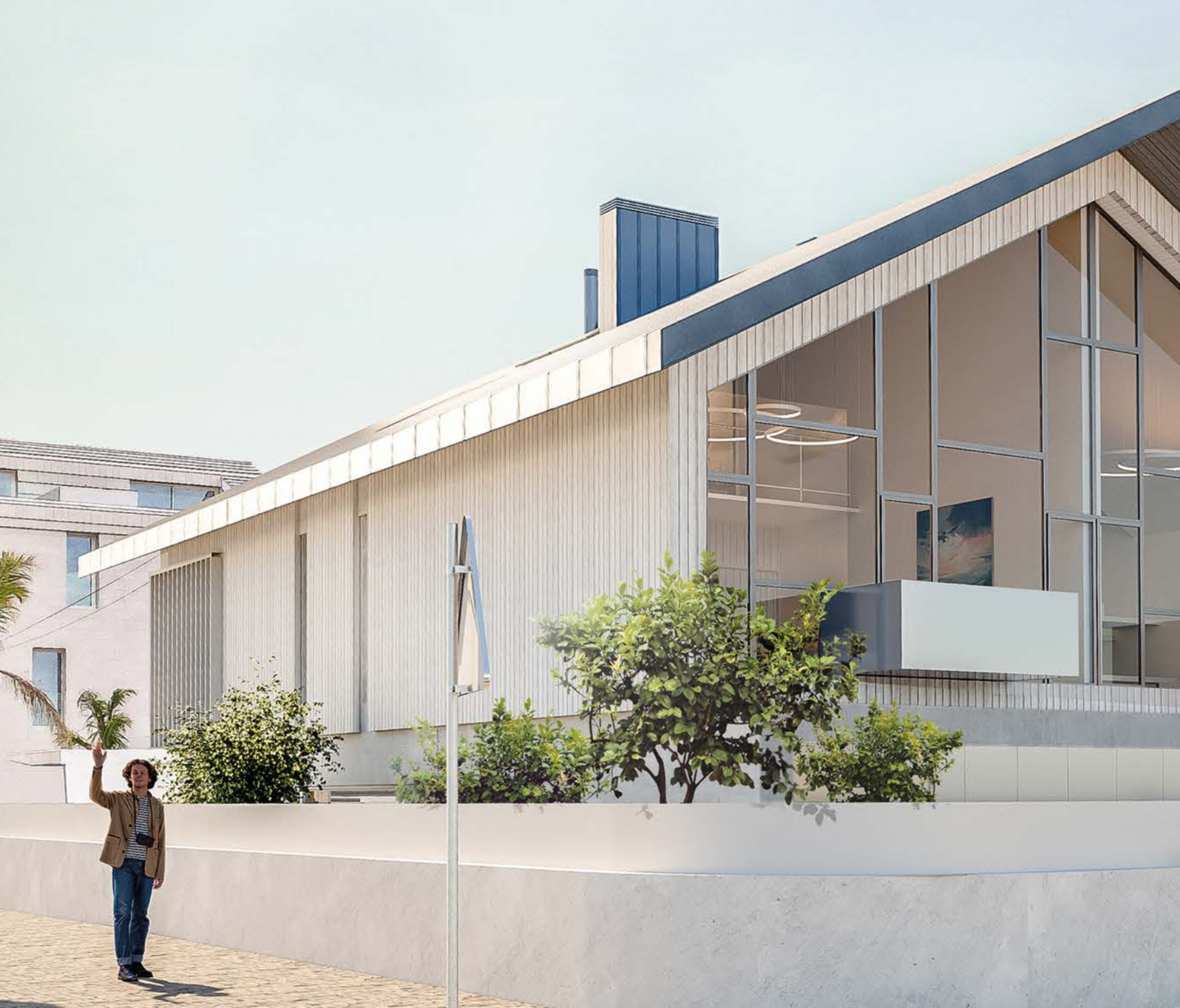 Vista lateral de moradia de design contemporâneo na Barra, Aveiro - Contracta Engenharia